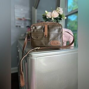 Mario Valentino Slim Bag Monogram Design Genuine Leather